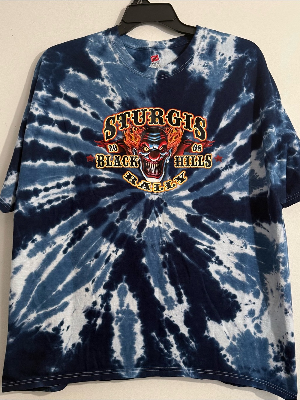 2008 Sturgis Black Hills Rally Tie Dye Graphic Tee 2XL Double Sided